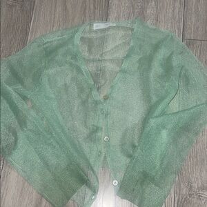 Zara Sheer Mint Green Cardigan